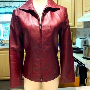 Leather jacket, burgundy